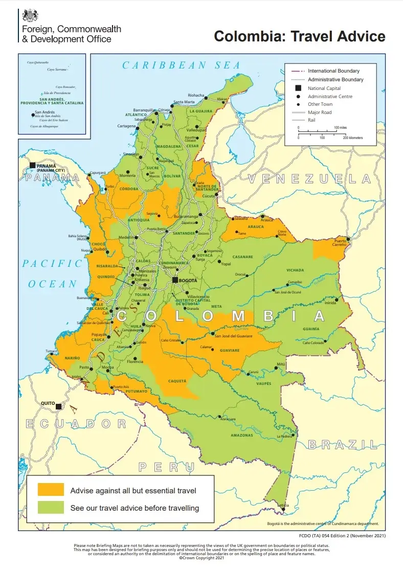 Welche Regionen in Kolumbien meiden?